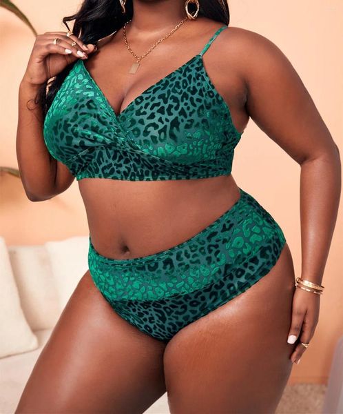 Mutade feminina sexy sexy plus size feminino sem costas leopardo praia de traje de banho xxxl biquíni duas peças conjuntos de maiô biquinis mujer 2024