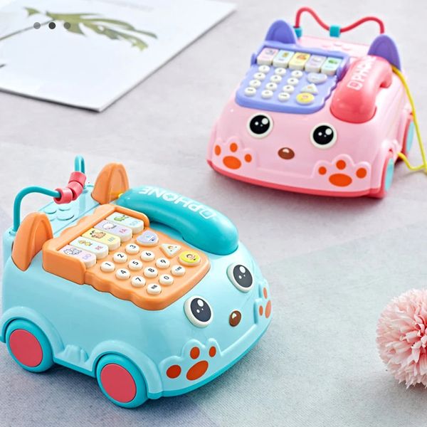 Childrens simulou Telephone Lamelline Toy Baby Early Education Music Story Cable teleférico Kids Divertido Aprendizando adereços 240422