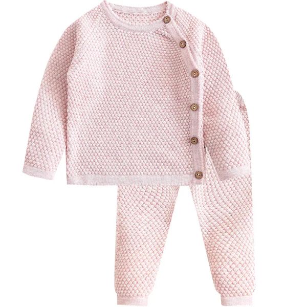 Set set di abiti a maniche lunghe per neonati bambina maschera inverno abiti inverno abiti in lana solida in stoffa a maglia da bambino set da bambino