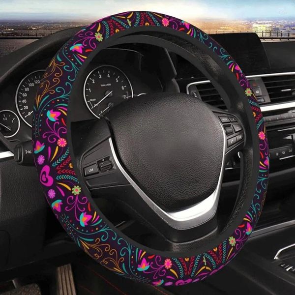 Coprine del volante della copertura di fiori messicani universali accessori per protezione automobilistica da 15 pollici per donne