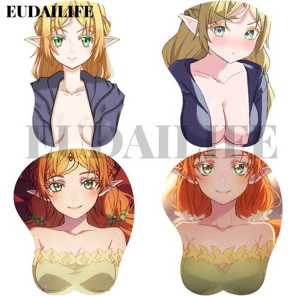 Mouse almofadas de mouse repousa isekai ojisan tsundere elf sui elga 3d mousepad punho de punho de mouse mouse mousepad silicone oppai mouse mouse wat office y240423