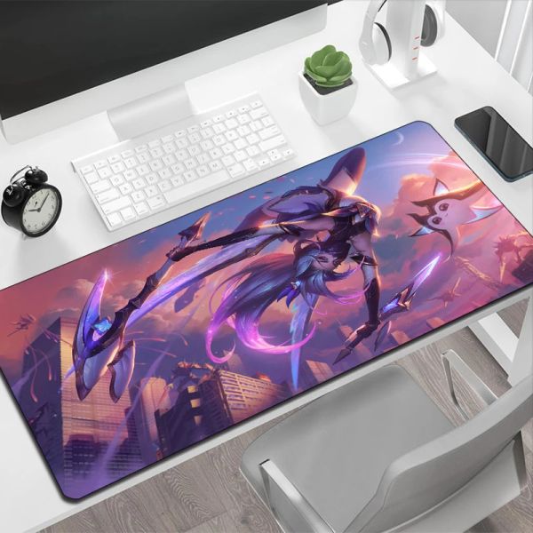 Restos Teclado Mouse Pad League of Legends Akali Kawaii Tapete de jogo grande Mausepad Anime Mats PC Mause Acessórios de Computador Padrões de jogadores