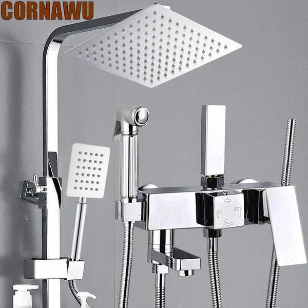 Bathroom chuveiro conjunto de chuveiro quente banheiro banheiro hidroterapia chuva de chuveiro misturador de banheiro montado na parede de aço inoxidável conjunto de banheiros modernos Tornariras T240422