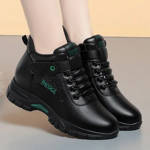 Sıradan Ayakkabı 2024 Moda Kadınlar Kış Sıcak Velvet Siyah Ayak Bileği Kalın Solmuş Yumuşak Pamuk Spor Ayakkabı Çok Yönlü Anne Botlar