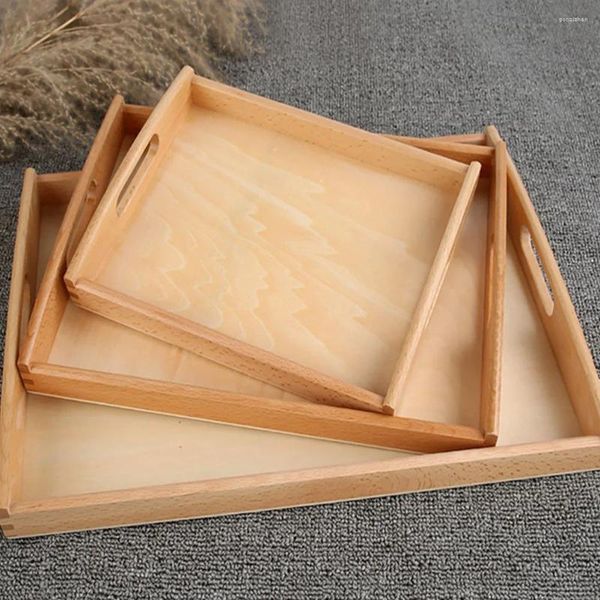 Dekorative Figuren Montessori Unterrichtshilfe Tablett Kindergärtner Versorgung Holz serviert Kinder Spielzeugpalette Aufbewahrung Lebensmittel Container Organizer