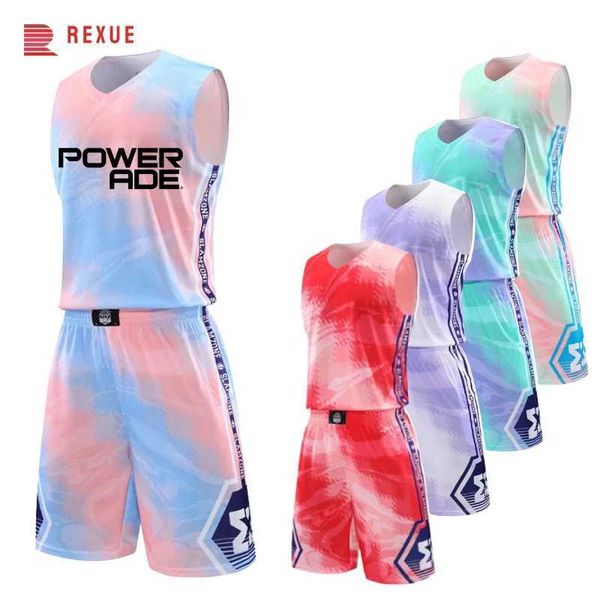 Fan tops Tees all'ingrosso Migliore qualità American Basketball Shirt 2pcs Set Digital Sublimation Stampa di basket Basketball Jersey Men Boys Team Team Uniform Y240423