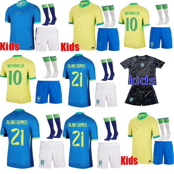 2025 2023 2024 Maglie da calcio Brasile L.Paqueta Neymar Vini Jr.23 P.Coutinho Richarlison Shirt da calcio G.Jesus T.Silva Bruno G. Pele Casemiro Set di uomini