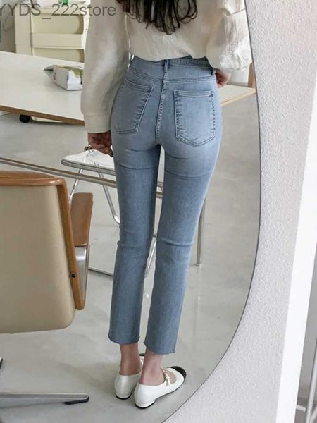 Jeans da donna jeans azzurro jeans femminile gamba dritta elastico e fidanzati unici pantaloni denim abbigliamento da donna pantaloni di merce da donna nuovo moda 2023 yq240423