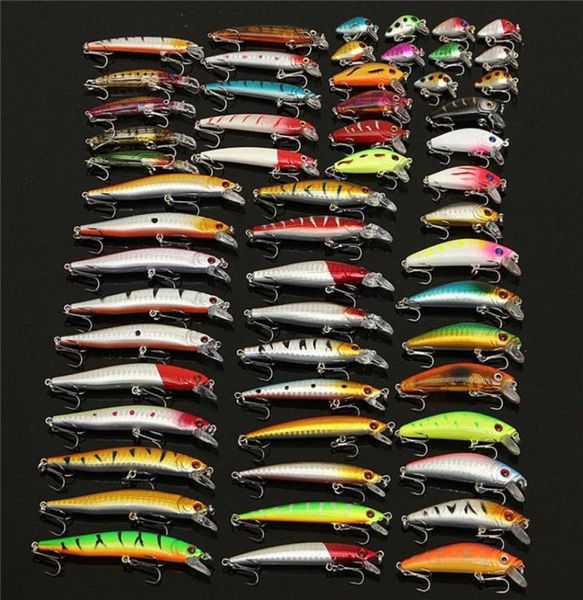 56pc Sortierte gemischte Fischereiköder -Köder -Set -Plastik Hard Wobbler Crankbait Swimbait mit Treble Hook Minnow Köder Karpfenfischspinner268l990468