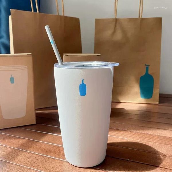 Wasserflaschen 17oz Blue Flasche Mit Keramikbecher Carter Cup tragbarer Edelstahl Kaffee Outdoor Fitness Travel Home Office