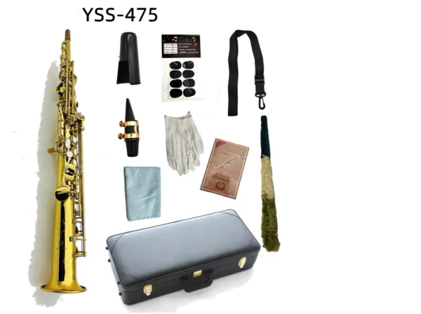 Saxofone novo Yss475 B Plano soprano saxofone de bronze instrumento musical profissional de laca banhado com estojo com frete grátis