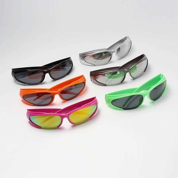 Occhiali da sole y2k occhiali da sole argentati in bicicletta futura occhiali da sole tecnologie da sole da sole da sole da sole UV400 J240423