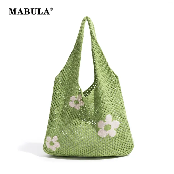 Bolsas de noite Mabula design simples feminino de crochê ombro de tricô casual bolsa bolsa de algodão fêmea tecido colorido bolsas