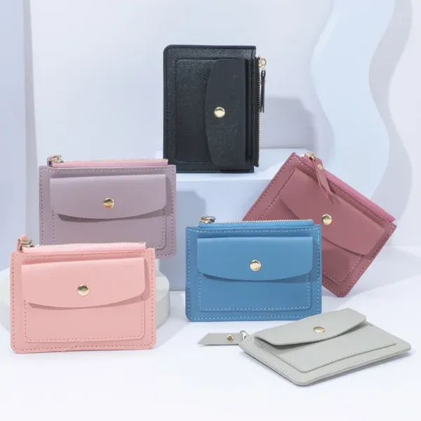 Brieftaschen 2024 Frauen Kurz Geldbörse Multifunktionstasche Reißverschluss Coin Wallet Wallet Multi-Karten-Schlitzhalter PU Leder Süßigkeit Color Cute Clutch