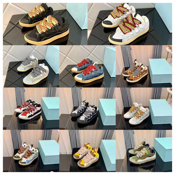 Neue Designer Lavines Lanvinity Lavinas Lederschuhe Casual Curb Sneakers Frauen Außergewöhnliche Sneaker -Kalbskaukautschuk -Nappa -Plattformplatthose