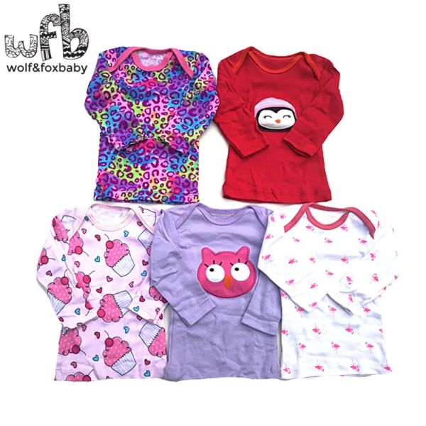 Tops Retail 5pcs/Pacchetto 024 mesi Taglie lunghezza Tanna per neonati per neonati abiti da neonato per ragazzi per ragazzi abbigliamento carino primavera autunno