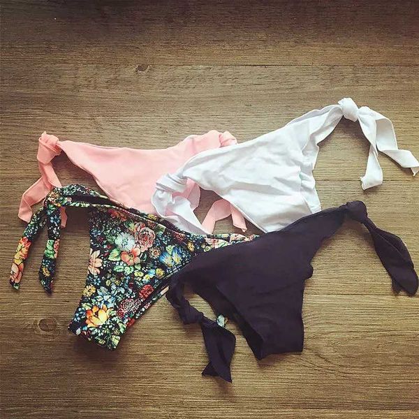 Nadar vestir bandagem floral sexy tanga biquíni tanga biquínis brasileiros mulheres inferior 2024 roupas de banho sexy de roupas de banho femininas de banho de fundo 118t 240423