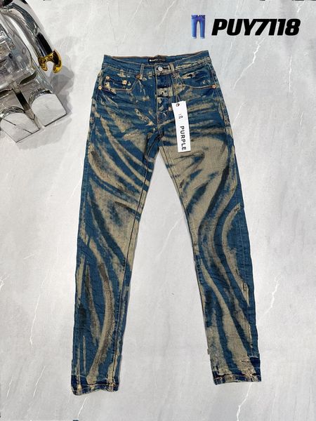 Purple Jeans 24SS New Designer Jeans Stickerei Quilt Ripped für Trendmarke Vintage Pant Casual Solid Classic Straight Jean für männliche Motorradhose