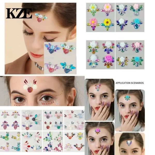 Tattoos 3D Crystal Tattoo Sticker Drill Eyes Stickers Starters Facos Decoração de Diamante de Diamante Jóias Tattoo Temporário