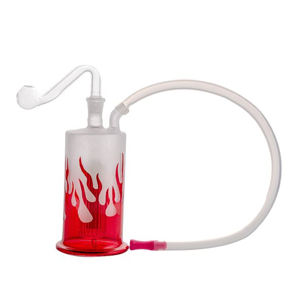 Bong di vetro di fiamma rossa unici tubi d'acqua con tubi dell'acqua da 10 mm con bruciatore a olio e paglia per fumare H4430