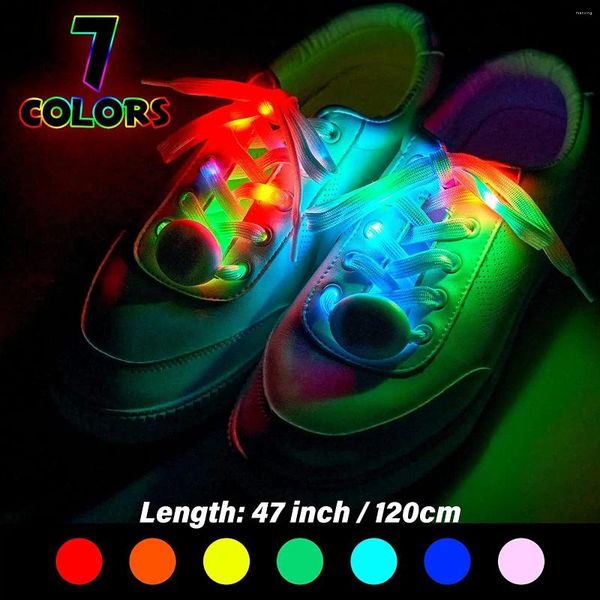 Schuhteile 120 cm LED Sport Luminous Shoelaces Glow Strings Round Blitzlicht Batterien Keine Krawatte faule Schnürsenkel Party Dekor