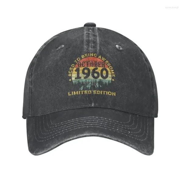 Ballkappen personalisierte Baumwoll -Vintage Awesome im Oktober 1960 im Alter von Baseball Cap Sports Männer Frauen 63Yeas Old Birthday Dad Hut Herbst