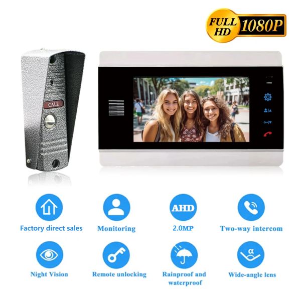 Объектив 1080p HD Home Video Intercom Квартиры видео дверь Компания камера 7 -дюймовый частное домашнее интерком.