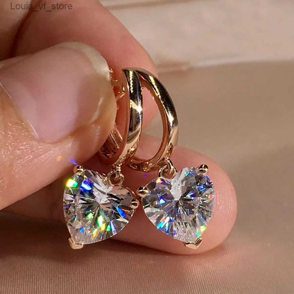 Leghielier affascinante affascinante orecchini a cerchio d'oro a forma di cuore forma zircone donna regalo di gioielleria per ragazze h240423