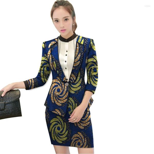 Frauenanzüge Customed African Print Women Röcke Blazer Set Fashion Muster Damen Dashiki Kleidung Party/Hochzeit Slim Fit Anzug Kleidung