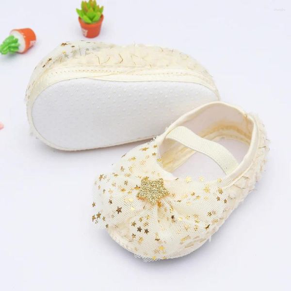 Erste Walkers Cotton Glitterstar Baby Girls Bogenschuhe weicher Softschuhschuhe Prinzessin Kleid mit geborenem Hochzeit Walking