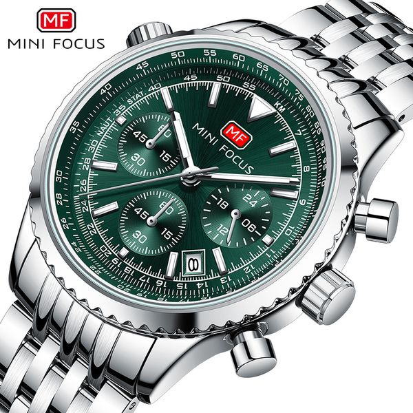 Mini Focus Watch модные мужские часы многофункциональные Quartz Watch Aviation Chronograph Men's Watch Band 0463G