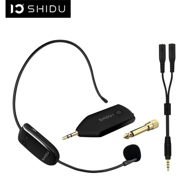 CAMERAS NOVO SHIDU UHF Wireless Microfone Headset Handheld Mic System portátil 3,5/6,5mm Receptor de plugue para alto -falantes de amplificador de voz U8