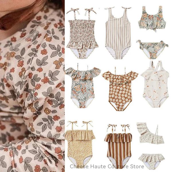 RC Bebek Bebek Yaz Yüzme Bikini Tek Parça Set Marka Çocukları Güzel Floral Toddler Yüzme Takım Sunbeach Mayo 240415