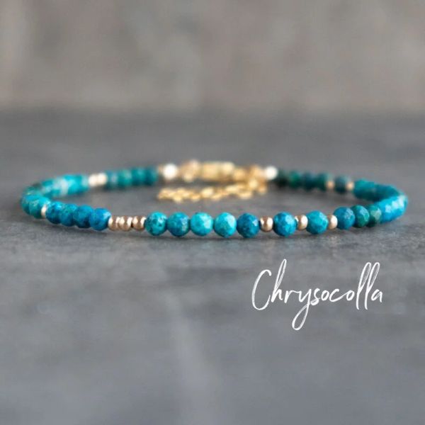 Bracelets Chrysocolla Bracelete, azurita malaquita crisocola Cristal Curing Stone Bracelets para mulheres, joias naturais de pedras preciosas