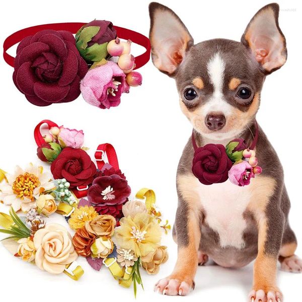 Hundekleidung 10pcs Bowtie für Herbst Blume Diamant kleine Katzen Fliege Keilkette Thanksgiving Hunde Haustiere Pflegezubehör