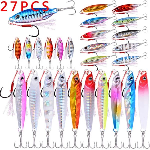 Acessórios 27pcs mistura de metal fundido de gabarito conjunto 20/30/40/50g costa de fundição de pesca de pesca de pesca de pesca de pesca