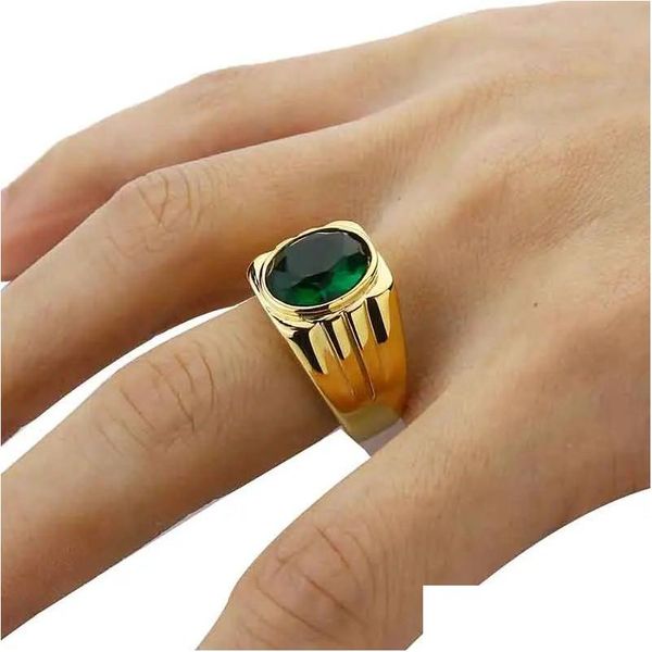 Solitaire Ring Schmuck Herren Einfaches Design Oval Tiger Eye für Frauen 14K Gold Mode Fingerband Goldene Farbe Ringe Männliche Drop -Lieferung DH9XN