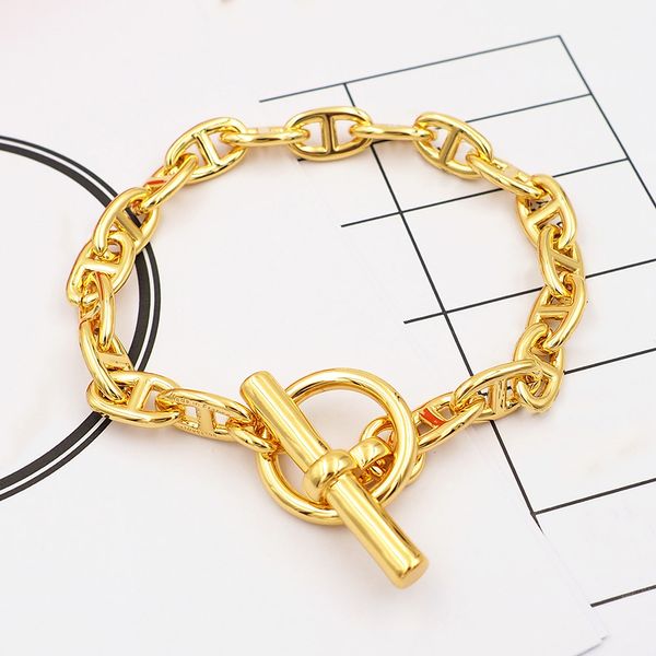 Chain D Ancre Bracelet H Adequado para fêmeas Casal de designers Gold Bated 18K T0P TOP Counter Advanced Materiais Designer de marca de marca de luxo de luxo presente 016