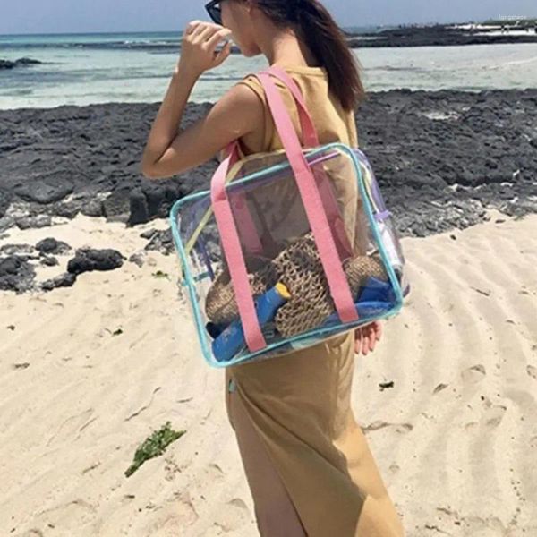 Aufbewahrungstaschen Strandbeutel wasserdichte hohe Kapazität durch glatte Zipper Mehrzweck großer klarer Schulter-Tasche Handtasche Fahrt