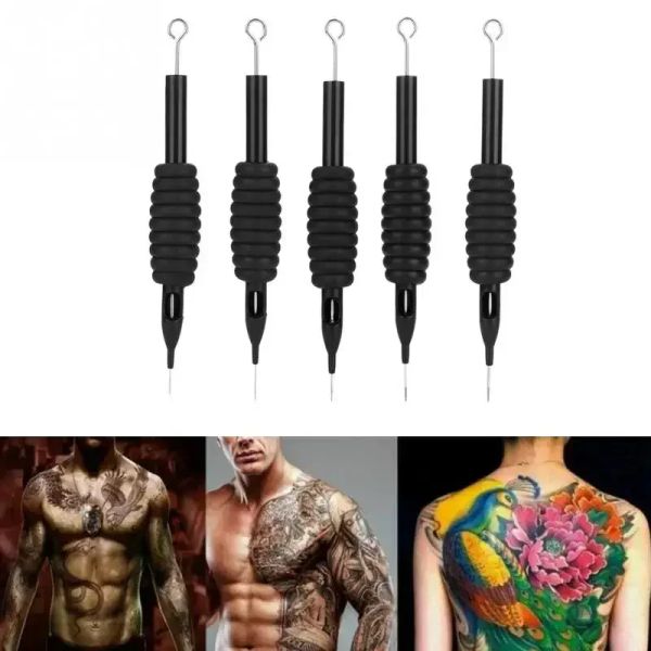 Maschinen 5pcs Schwarz Sterile Tattoo -Nadel -Griffspitze Rl/Rs/RM/M1/M2 Silikon Griffspitzenhalter für Tattoo -Maschinengewehre versehen