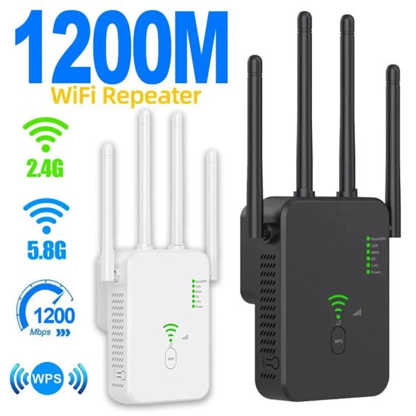 Router Router Wireless Repeater 1200 Mbit / s WiFi Signal Booster Dualband 2,4G 5G WiFi Extender Gigabit WiFi -Verstärker Home Office Outdoor Outdoor