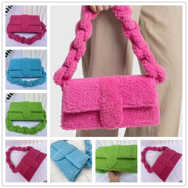 Designer -Bag -Umhängetaschen Handtaschen Frauen Clutch Bag Plüsch Modelle Winter Winter Fuchsia Sky Blue Green Große Strandtaschen Reisen Reisen Taschen Tasche Crossbody Tasche