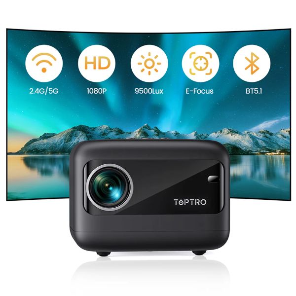 Controllo Toptro Proiettore TR25 Proiettore portatile 9500 Lumens Support 1080p Smart TV Wifi Bluetooth Proiettori per la casa Cinema all'aperto