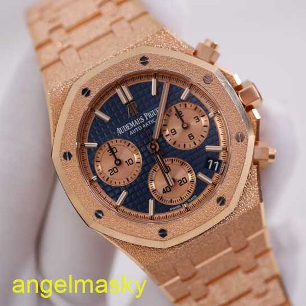 Ladies 'AP Wrist Watch Royal Oak Series 26239 Men Rose Gold Blue Face Automático Máquinas Swiss Famous Luxury Sports Watch Diâmetro 41mm