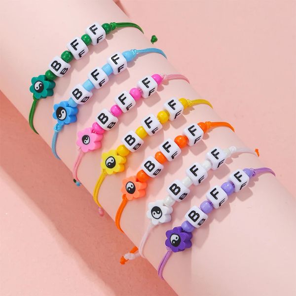 Strands 7pcs/conjunto corda ajustável Taichi Soft Clay Letra BFF BFFELTS PAR