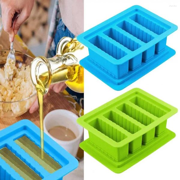 Garrafas de armazenamento Molde de manteiga de silicone com tampa hermética 4 Cavidades Caixas de recipiente caseiro de grau de alimento