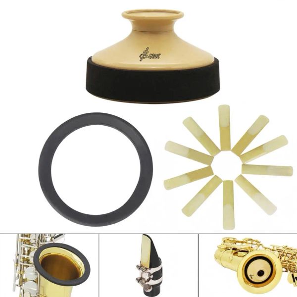 Kit di accessori sax alto sassofono con sassofono ABS muto + protezione in gomma anello silenziatore + 10pc canne per tutto il sassofono contralto