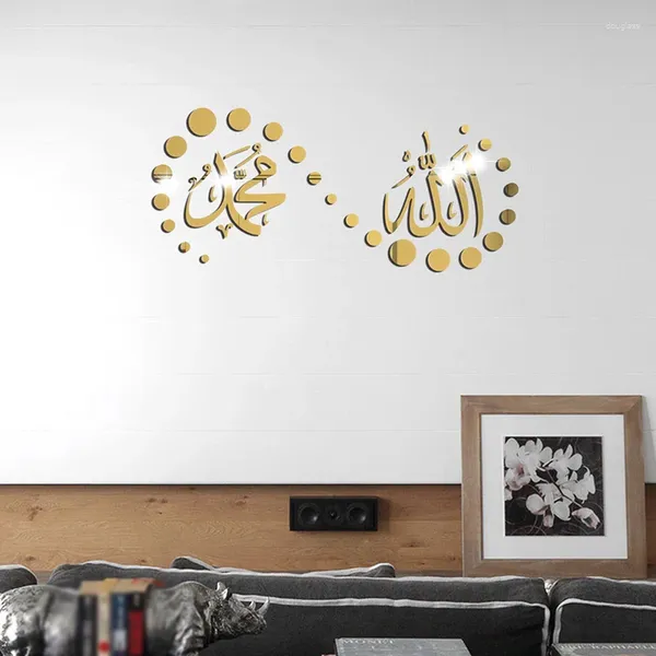 Wandaufkleber Muslim 3d Acryl Mirror Home Decor Wohnzimmer Schlafzimmer Wandtattoos gespiegelte dekorative Aufkleber