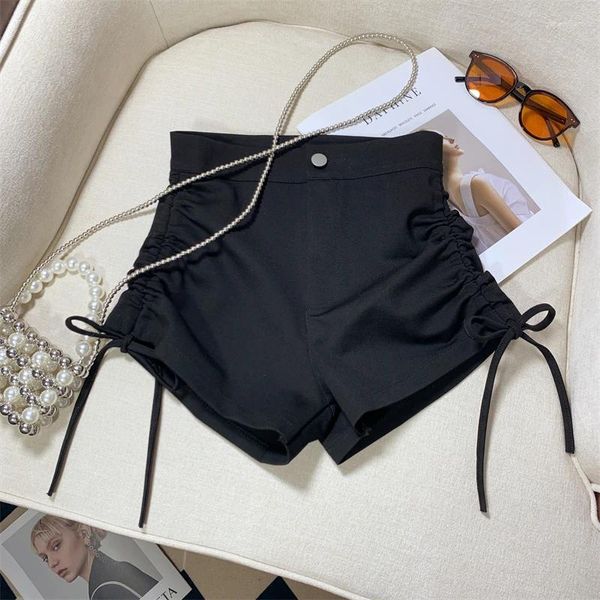 Shorts femminile neri coreani Eleganti coregne laces-up Casual Frump Summer High High Waist Slip Short Pant Fashion Versatile