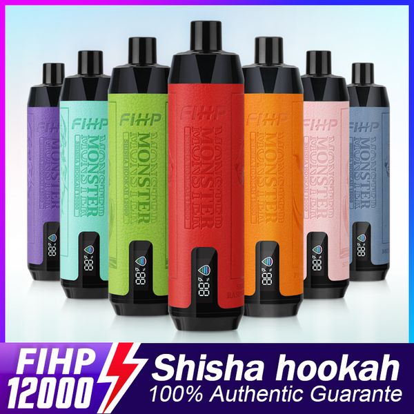 Monster Fihp originale Shisha Hookah Puff 12K 15K 10K VAPE SCELLO MONOSSO 12000 15000 10000 Vapers Batteria ricaricabile a sfiora per vapori sfuggi